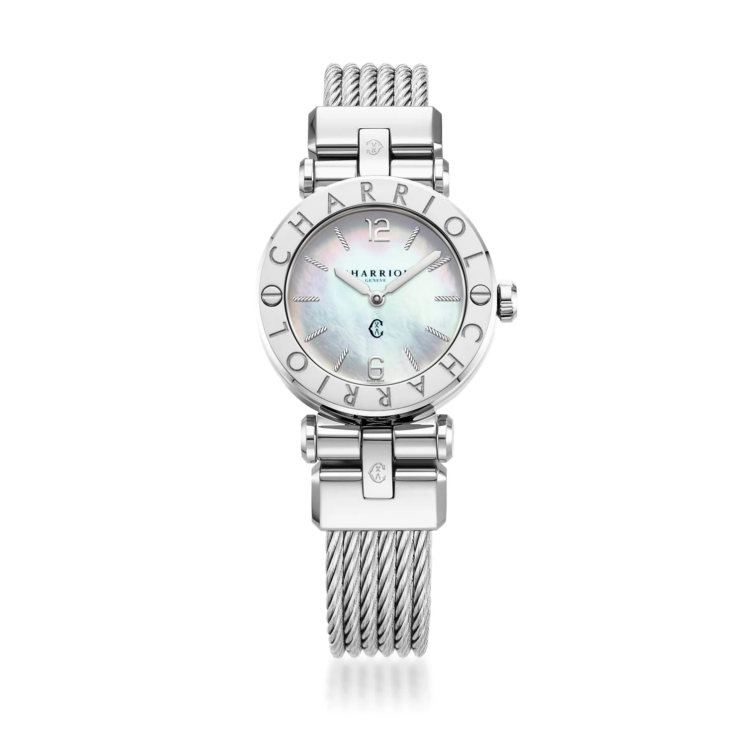 NAVIGATOR CRUISE, 28MM, QUARTZ KALIBER, PERLMUTTER ZIFFERN, "CHARRIOL CHARRIOL " FASSUNG, STAHLKABEL-AUSTAUSCHBARES ARMBAND - Charriol Geneve - Watch