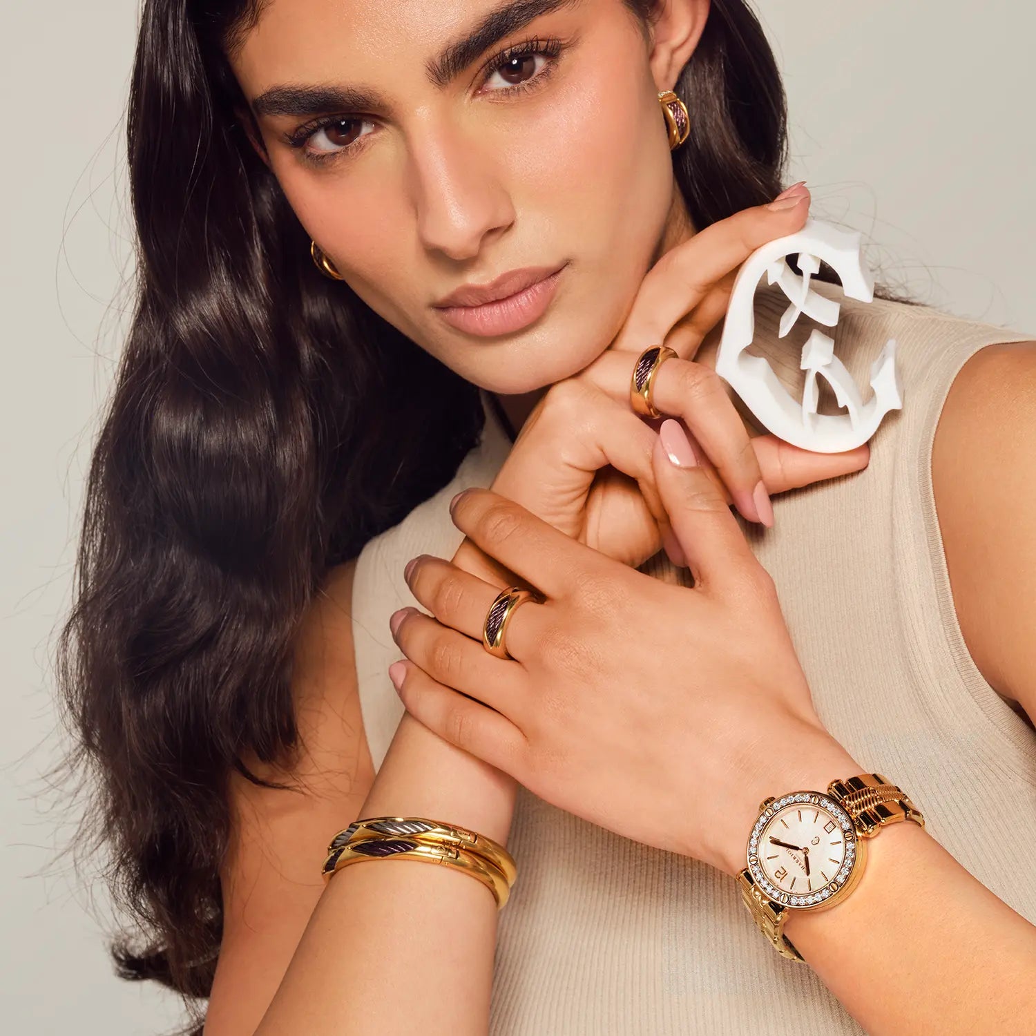 NAVIGATOR CRUISE, 36MM, QUARTZ-KALIBER, PERLMUTTER-ZEICHEN, 30 DIAMANTEN, STAHL-GELB-GOLD PVD-AUSTAUSCHBARES ARMBAND - Charriol Geneve - Watch