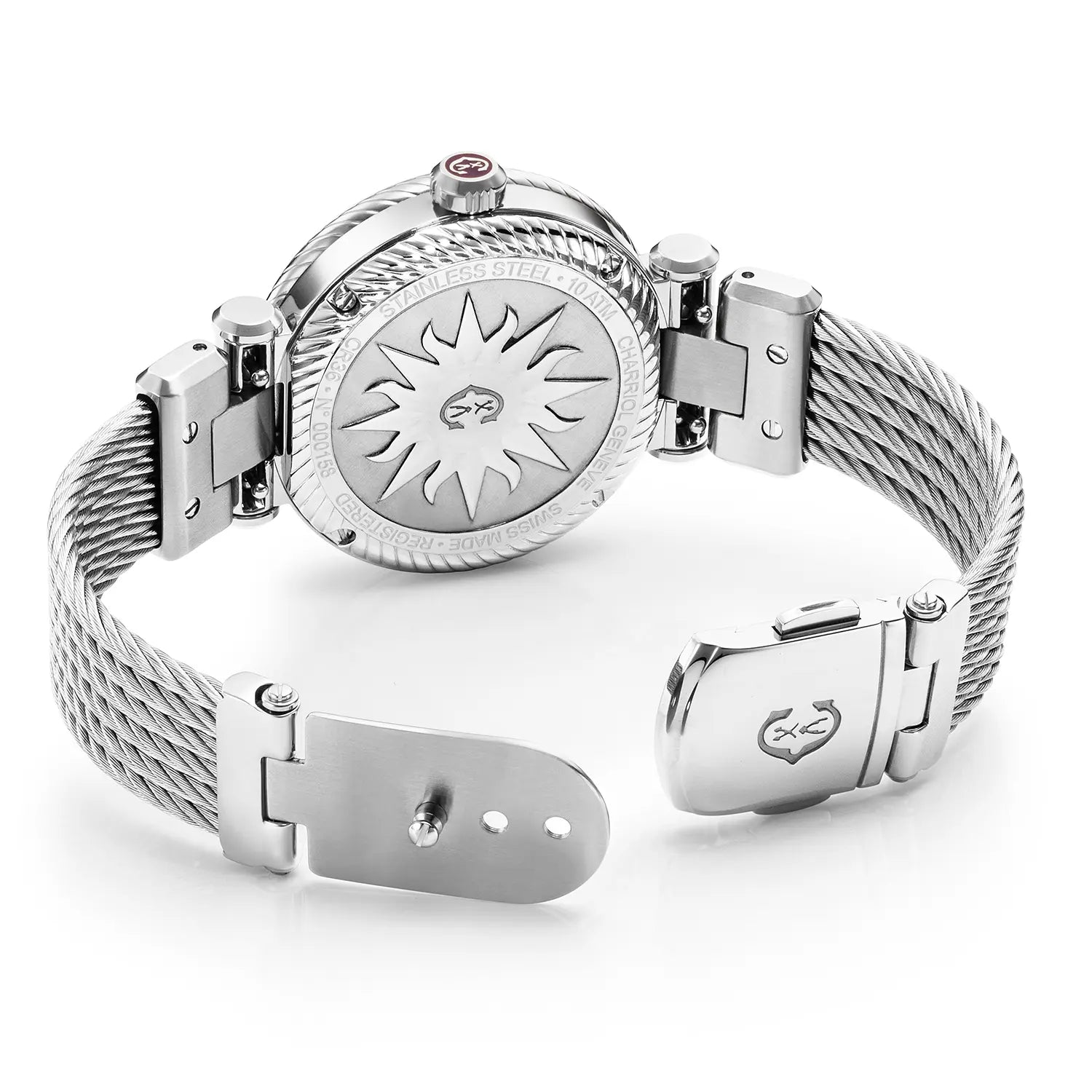 NAVIGATOR CRUISE, 36MM, QUARTZ KALIBER, PERLMUTTER ZIFFERN, "CHARRIOL CHARRIOL " FASSUNG, STAHLKABEL-AUSTAUSCHBARES ARMBAND - Charriol Geneve - Watch