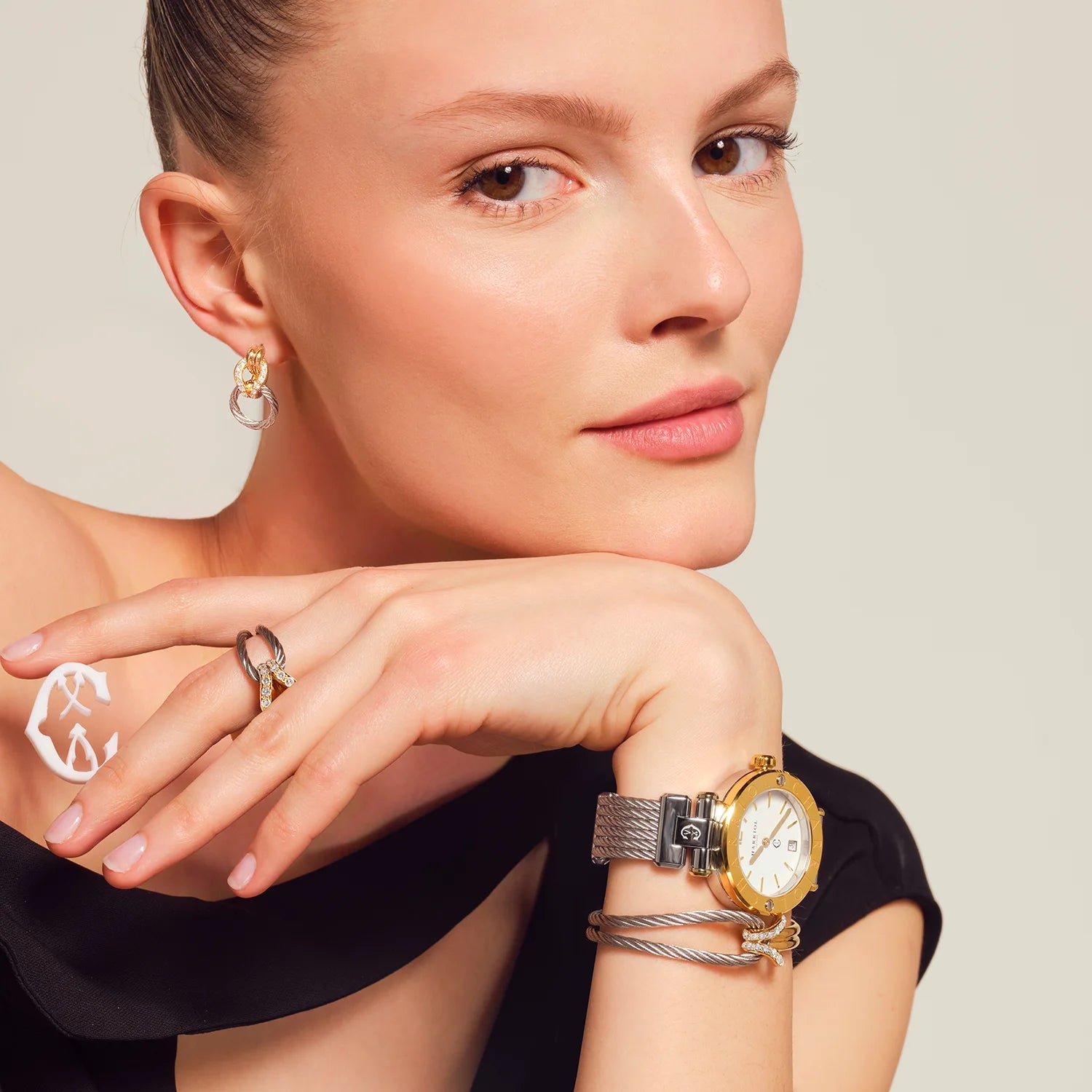 NAVIGATOR CRUISE, 36MM, QUARTZ KALIBER, PERLMUTTER ZIFFERN, "CHARRIOL CHARRIOL " FASSUNG, STAHLKABEL-AUSTAUSCHBARES ARMBAND - Charriol Geneve - Watch