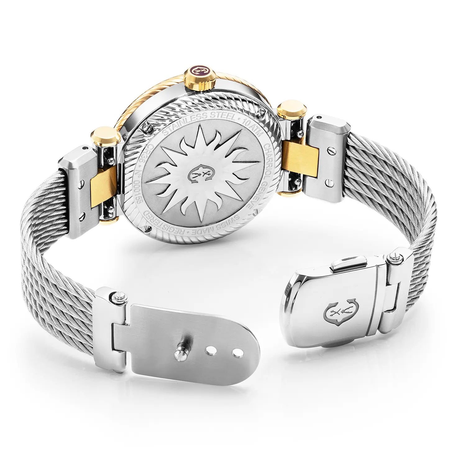 NAVIGATOR CRUISE, 36MM, QUARTZKALIBRIER, PERLMUTTER MIT 10 DIAMANTEN ZIFFERN,CHARRIOL CHARRIOL" BESEL, STAHLKABEL-AUSTAUSCHBARES ARMBAND - Charriol Geneve - Watch