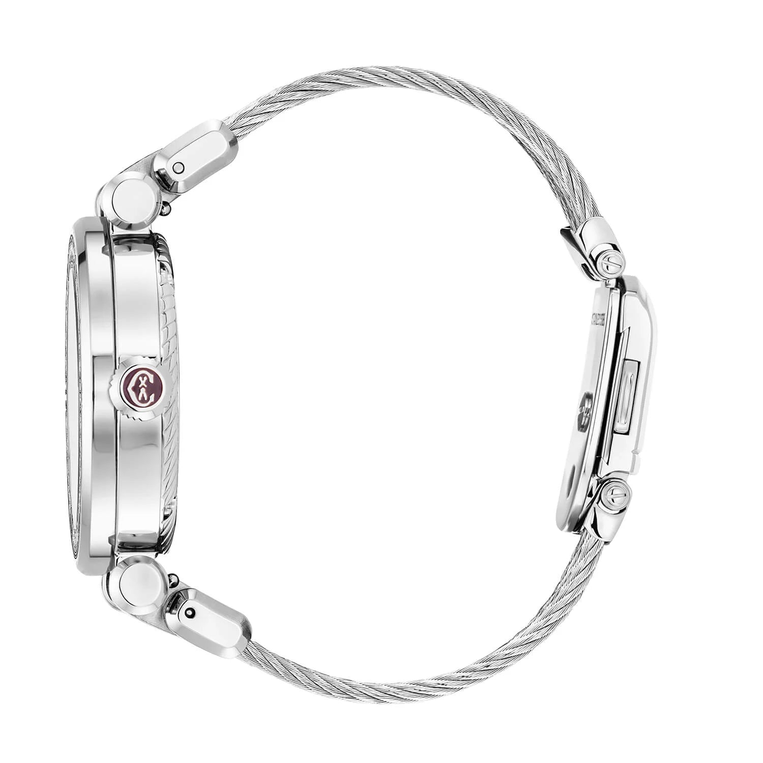 NAVIGATOR CRUISE, 36MM, QUARZKALIBER, WEISSE PERMUTTER UND MATTWEISSE SONNENZENTRALE MIT 12 RÖMISCHEN ZAHLEN, STAHL MIT 30 DIAMANTEN BESETZT, STAHL-AUSTAUSCHBARES KABELARMBAND - © 2024 Charriol - Watch