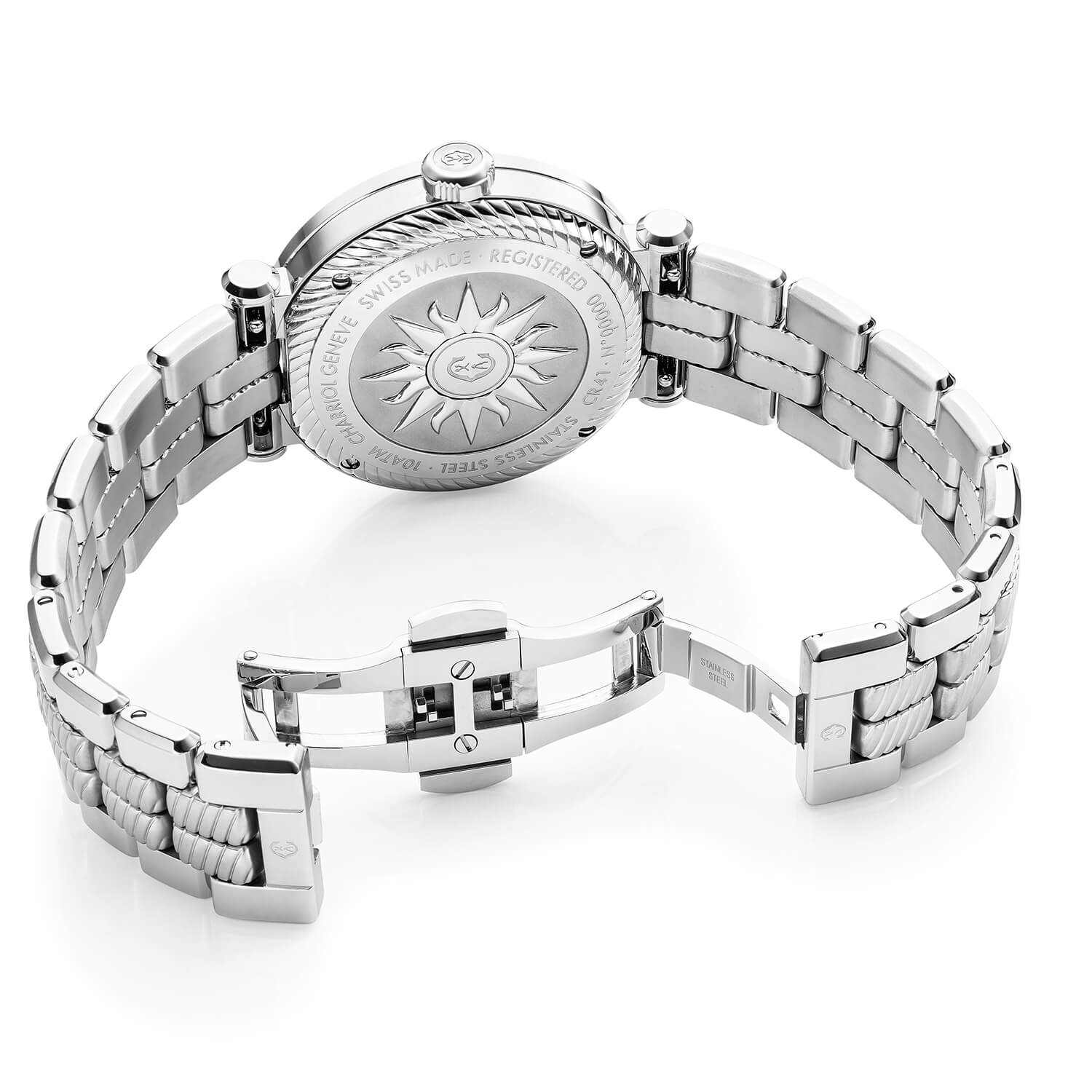 NAVIGATOR CRUISE, 41MM, AUTOMATISCHES KALIBER, MATTWEISSES MITTLERES SONNEN- UND KREISZEITRAD MIT 11 BLAUEN RÖMISCHEN ZAHLEN, STAHLCHARRIOL CHARRIOL" MIT 2 SCHRAUBEN, ,METALL-AUSTAUSCHARMBAND - © 2024 Charriol - Watch