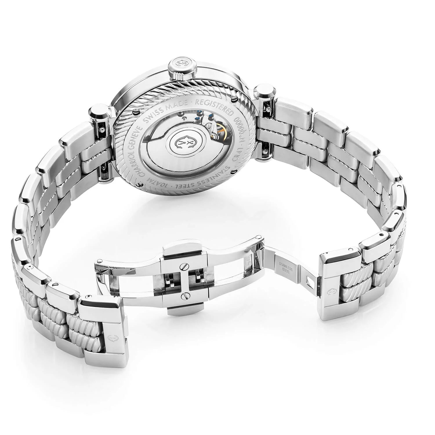 NAVIGATOR CRUISE, 41MM, AUTOMATIC CALIBRE, MATT WHITE CENTER SUN AND CIRCULAR DIAL WITH 11 BLUE ROMAN FIGURES, STEEL "CHARRIOL CHARRIOL" WITH 2 SCREWS BEZEL, ,METAL INTERCHANGEABLE BRACELET - Charriol - Watch