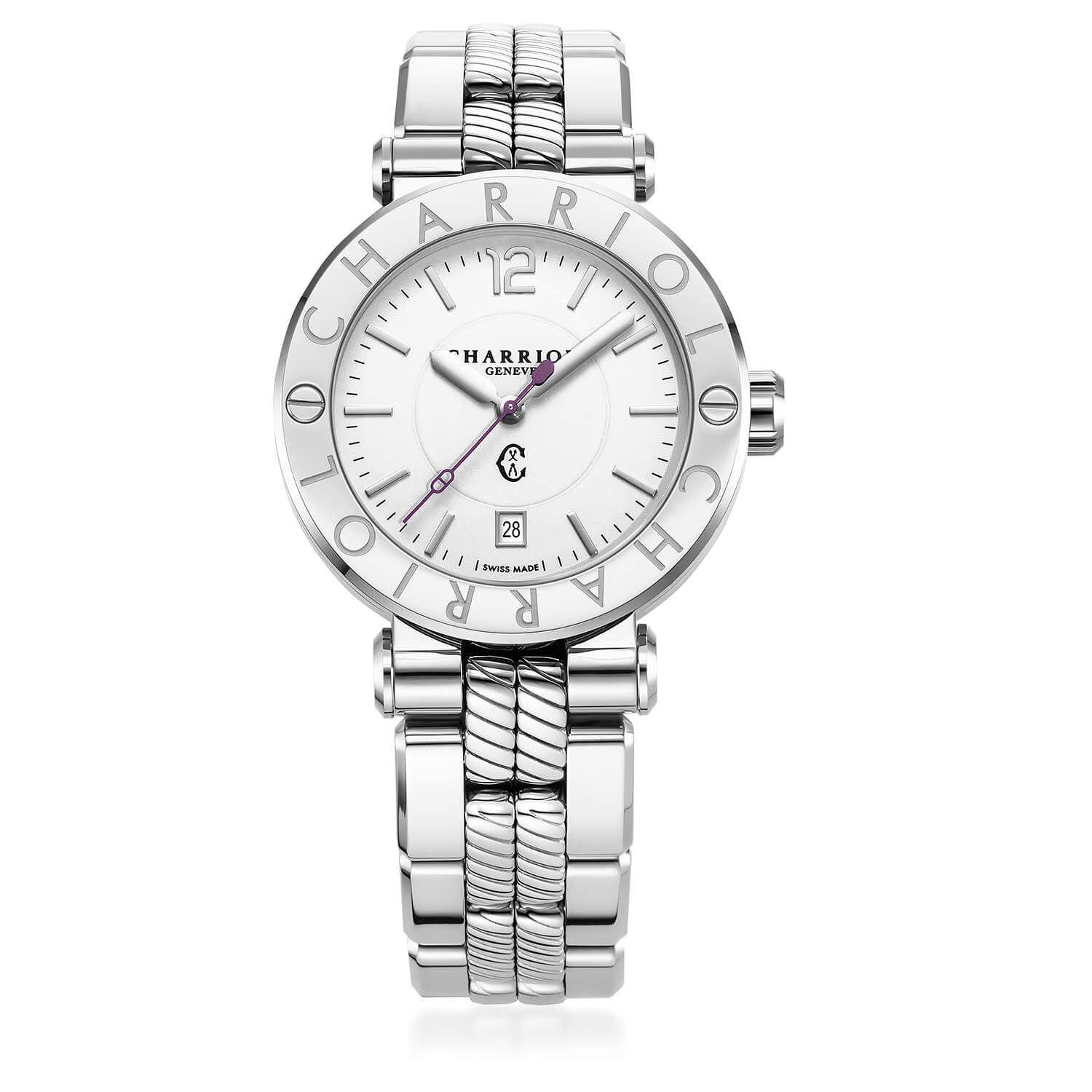 NAVIGATOR CRUISE, 41MM, AUTOMATIKKALIBER, WEISSES ZIFFERBLATT, "CHARRIOL CHARRIOL " FASSUNG, AUSWECHSELBARES STAHLARMBAND - Charriol Geneve - Watch