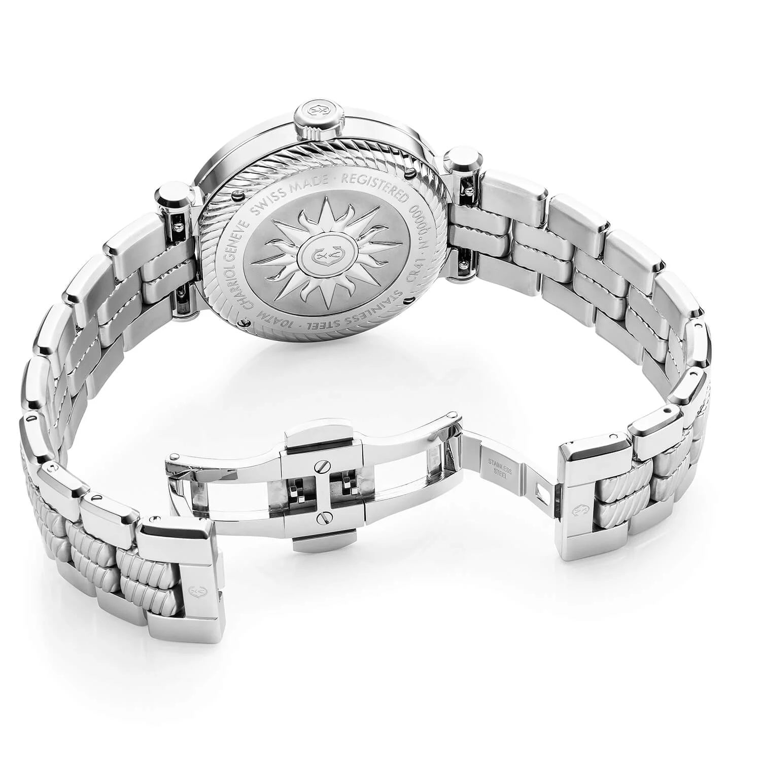NAVIGATOR CRUISE, 41MM, QUARZKALIBER, WEISSE PERMUTTER MIT 12 RÖMISCHEN ZAHLEN, STAHLCHARRIOL CHARRIOL" MIT 2 SCHRAUBEN, METALL-AUSTAUSCHARMBAND - © 2024 Charriol - Watch