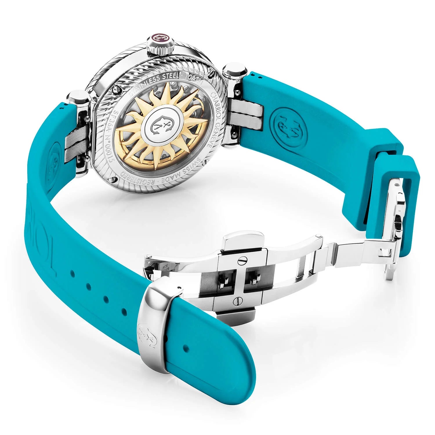 NAVIGATOR SURF, 36MM, AUTOMATIC CALIBRE, TURQUOISE DIAL, TURQUOISE BEZEL, TURQUOISE RUBBER INTERCHANGEABLE BRACELET - Charriol - Watch