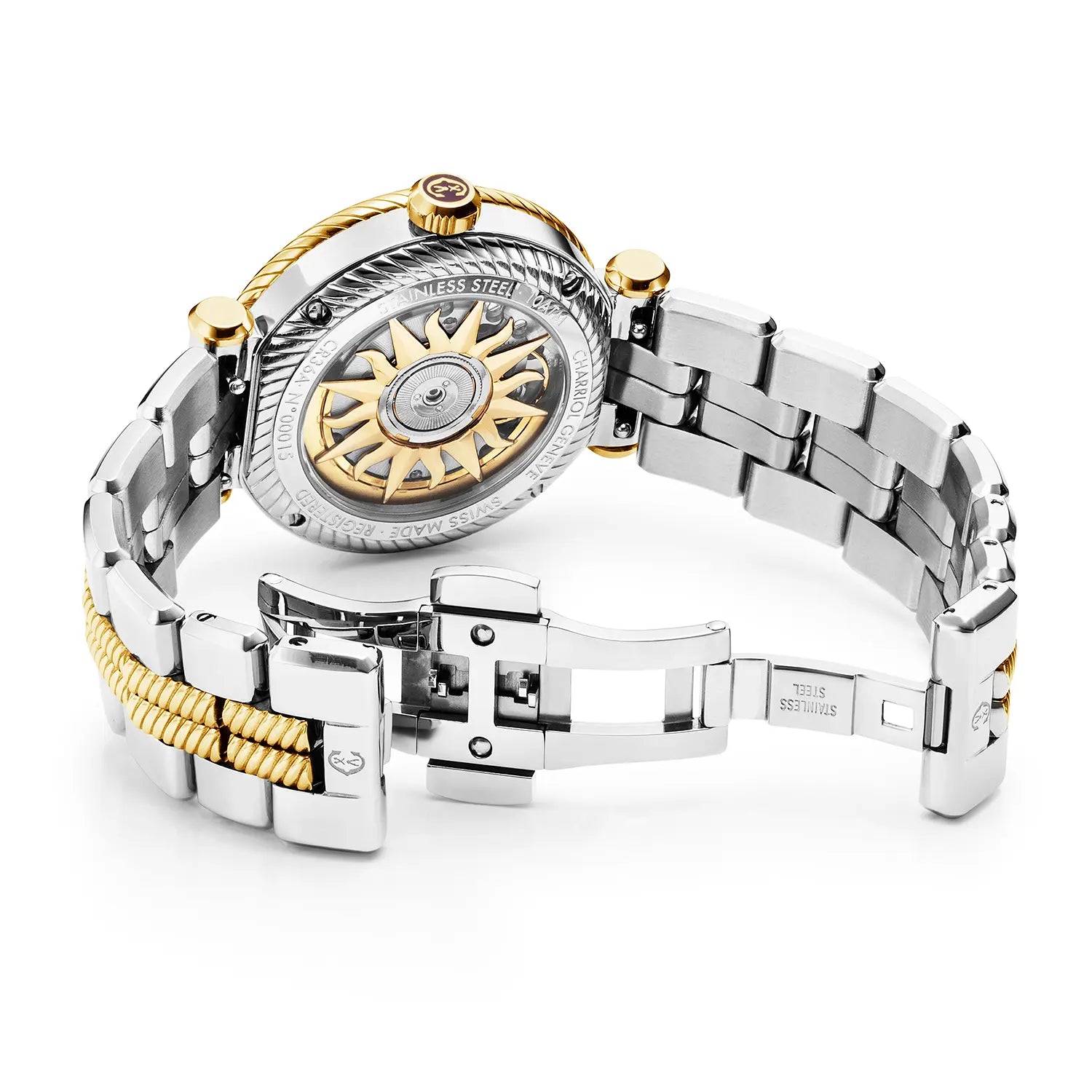 NAVIGATOR SURF, 36MM, AUTOMATISCHE KALIBRIERUNG, WEIßES ZIFFERBLATT, WEIßER RAND, STAHL-BICOLOR-AUSTAUSCHBARES ARMBAND - Charriol Geneve - Watch
