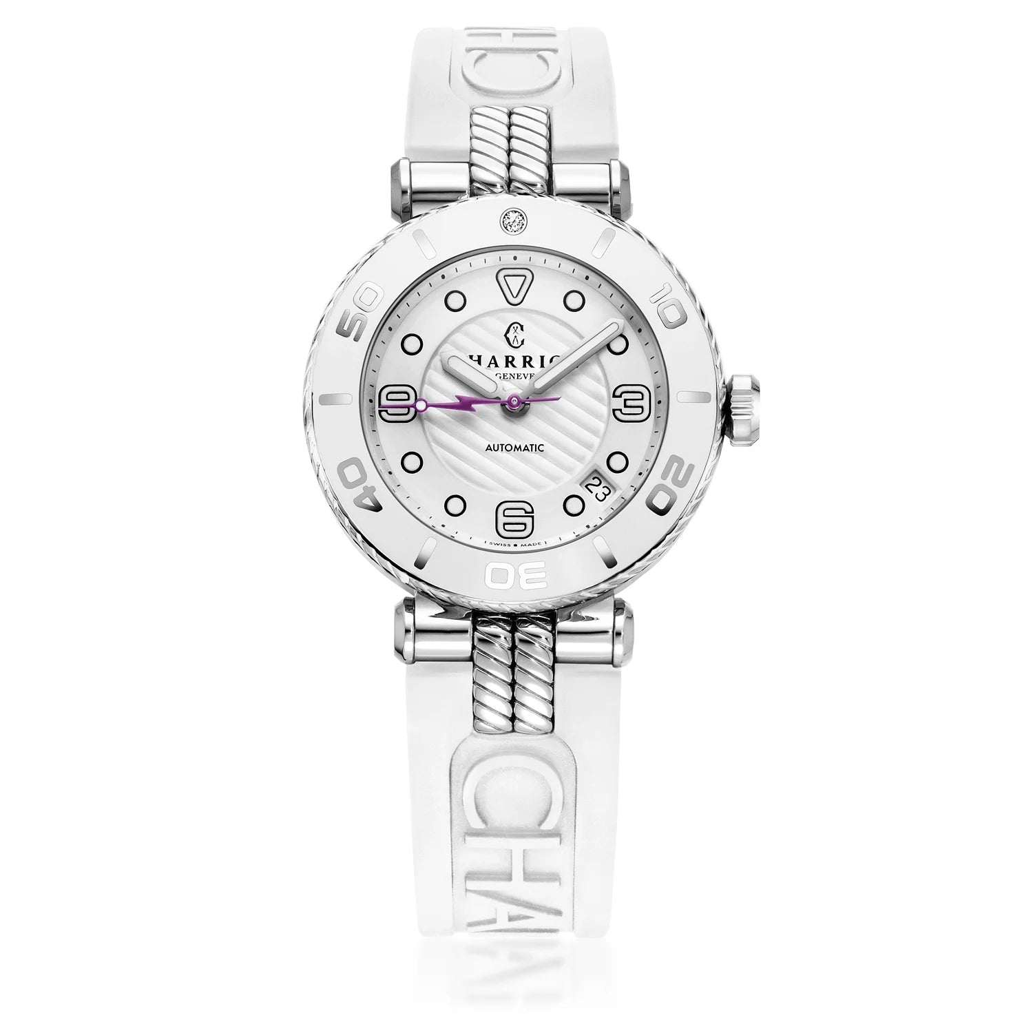 NAVIGATOR SURF, 36MM, AUTOMATISCHE KALIBRIERUNG, WEISSES ZIFFERBLATT, WEISSER RAND, WEISSES GUMMI-AUSTAUSCHARMBAND - Charriol Geneve - Watch