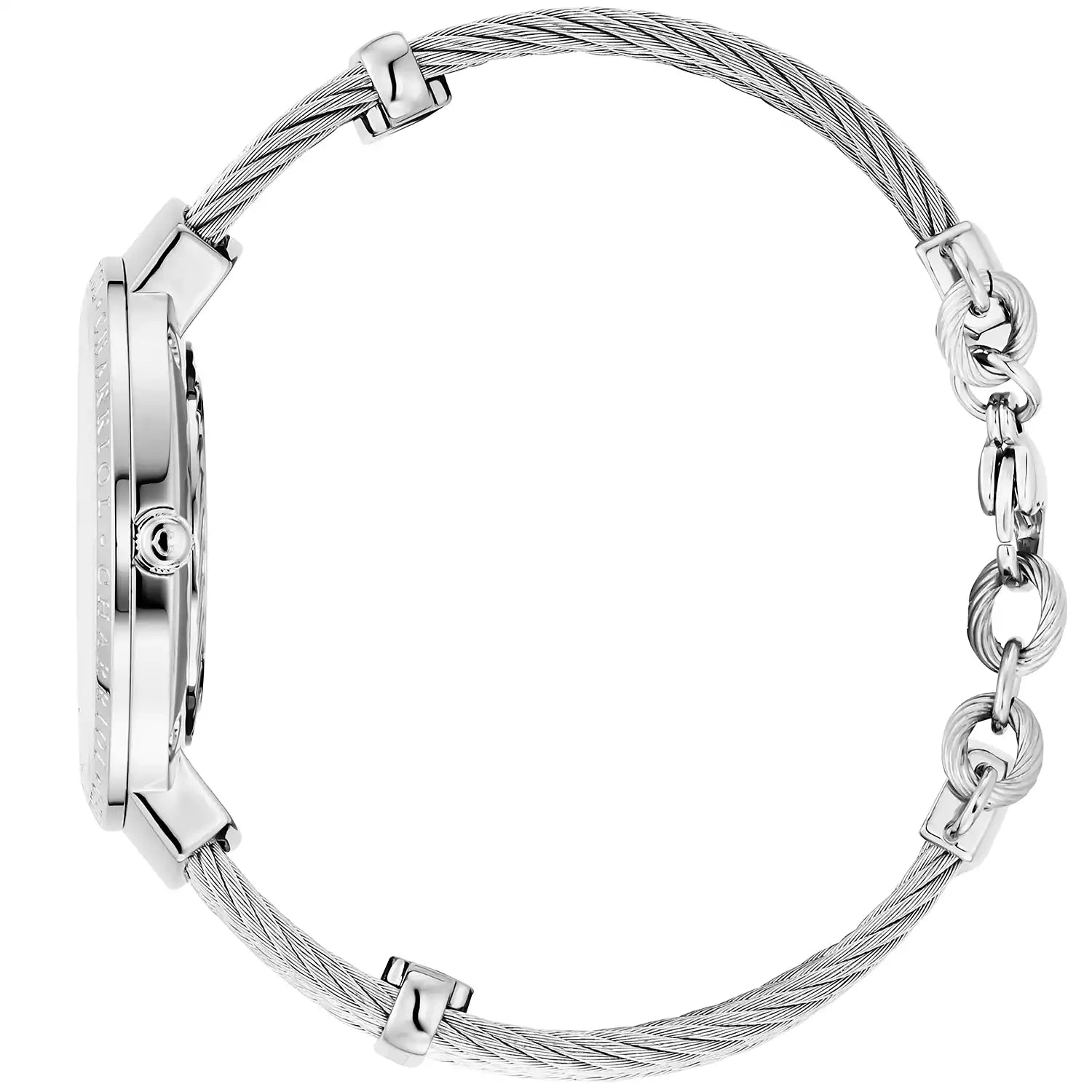 SLIM, 34MM, QUARTZ-KALIBER, PERLMUTTER-ZEICHEN, "CHARRIOL CHARRIOL " FASSUNG, STAHLKABELARMBAND - Charriol Geneve - Watch