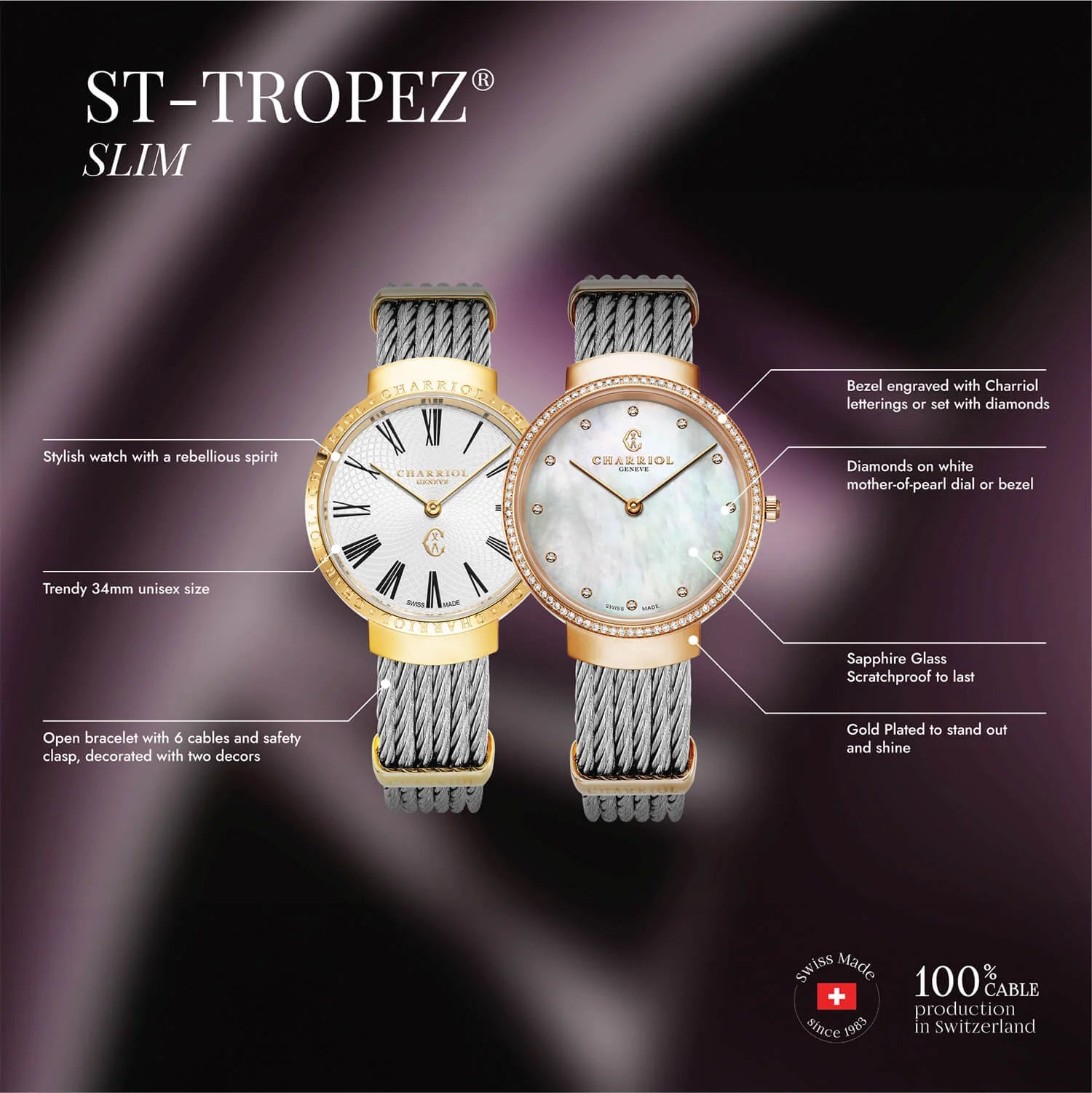 Schlanke Uhr Star und Stahl - Charriol Geneve - Uhr
