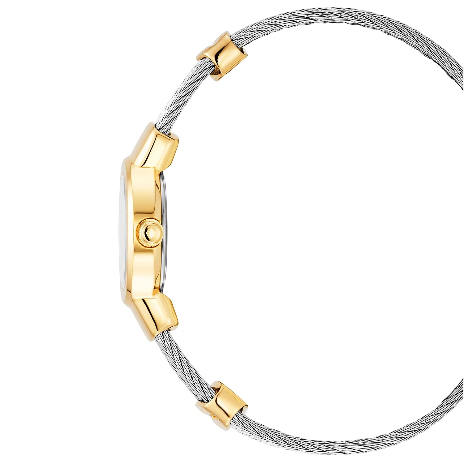 ST TROPEZ, 20MM, QUARZKALIBRIER, WEISSE PERLENMUTTER MIT 11 DIAMANTEN ZIFFERN, STAHL-GELB-GOLD PVD-BEZEL, STAHLKABELARMBAND - Charriol Geneve - Watch