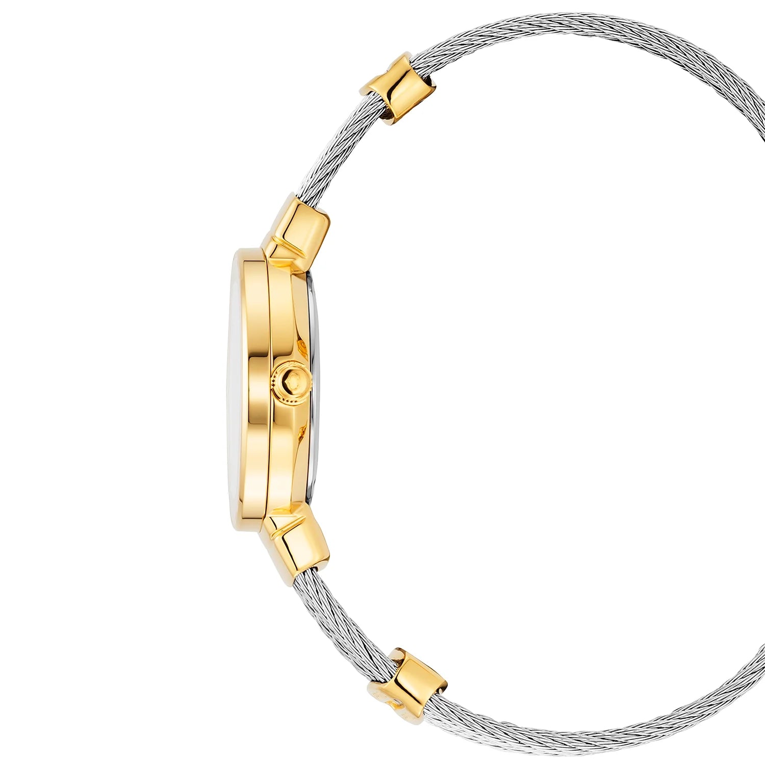 ST TROPEZ, 25MM, QUARZKALIBER, PERLMUTTER-ZEICHER, GELB-GOLD PVD-BEZEL, STAHLKABELARMBAND - Charriol Geneve - Watch