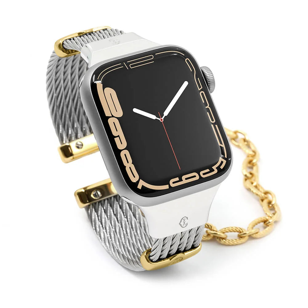 Stahl mit Gelbgold Décors_Armband 18cm