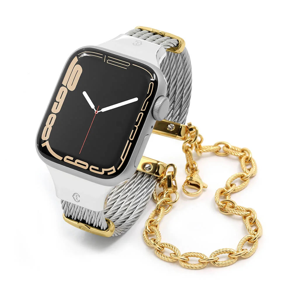 Stahl mit Gelbgold Décors_Armband 18cm