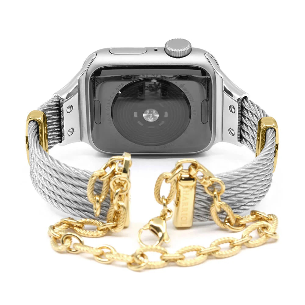 Stahl mit Gelbgold Décors_Armband 18cm