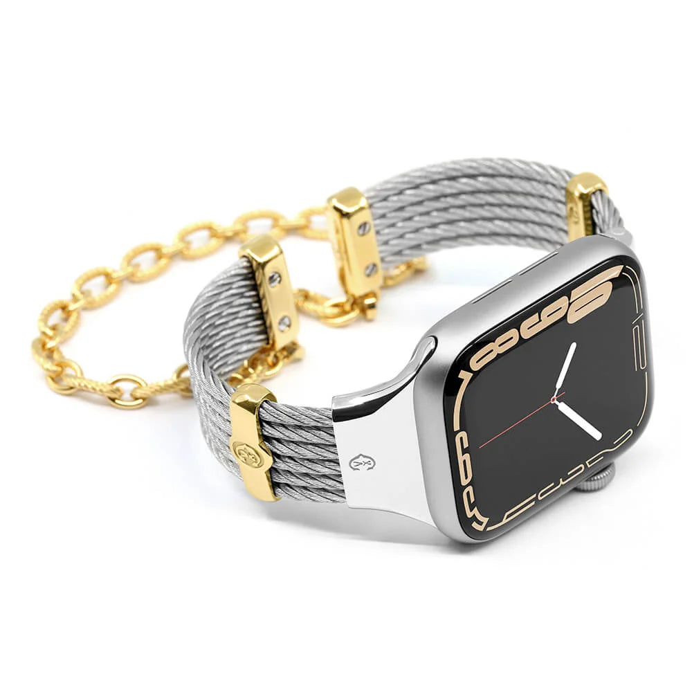 Stahl mit Gelbgold Décors_Armband 18cm