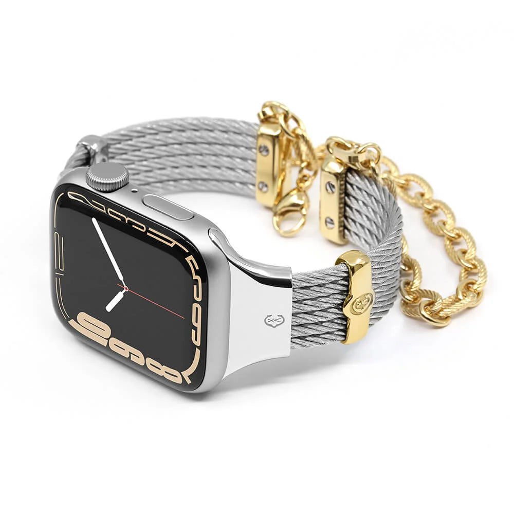 Stahl mit Gelbgold Décors_Armband 18cm