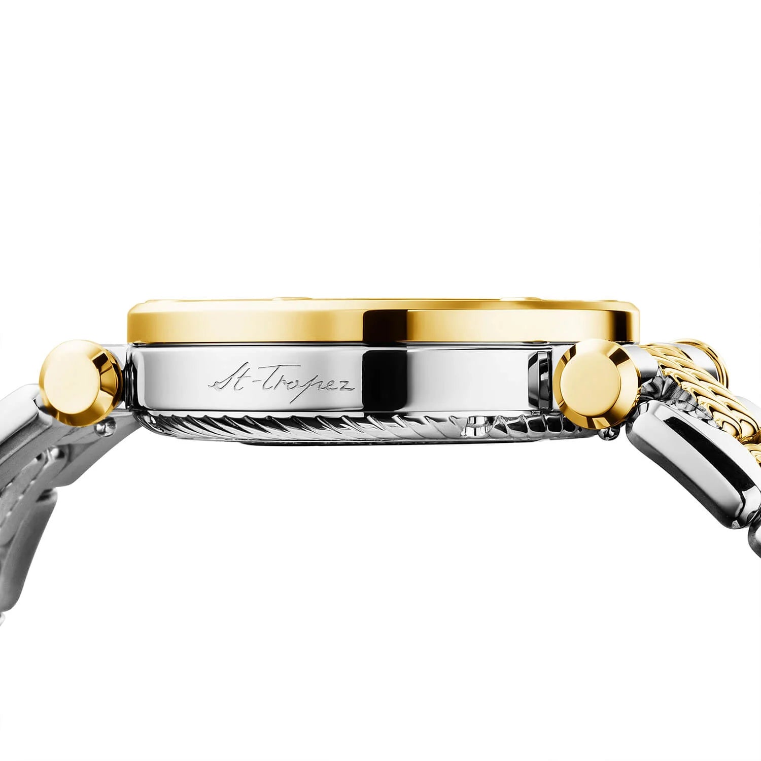 NAVIGATOR CRUISE, 36MM, CHARRIOL SKELETON AUTOMATISCHES KALIBER, KRISTALL MIT 12 DIAMANTEN INDEX INNEREN RING ZIFFERN, STAHL GELB GOLD PVD MIT 30 FULLCUTS DIAMANTEN & 6 DIAMANTEN BEZEL, METALL BICOLOR AUSTAUSCHBARES ARMBAND - © 2024 Charriol - Watch