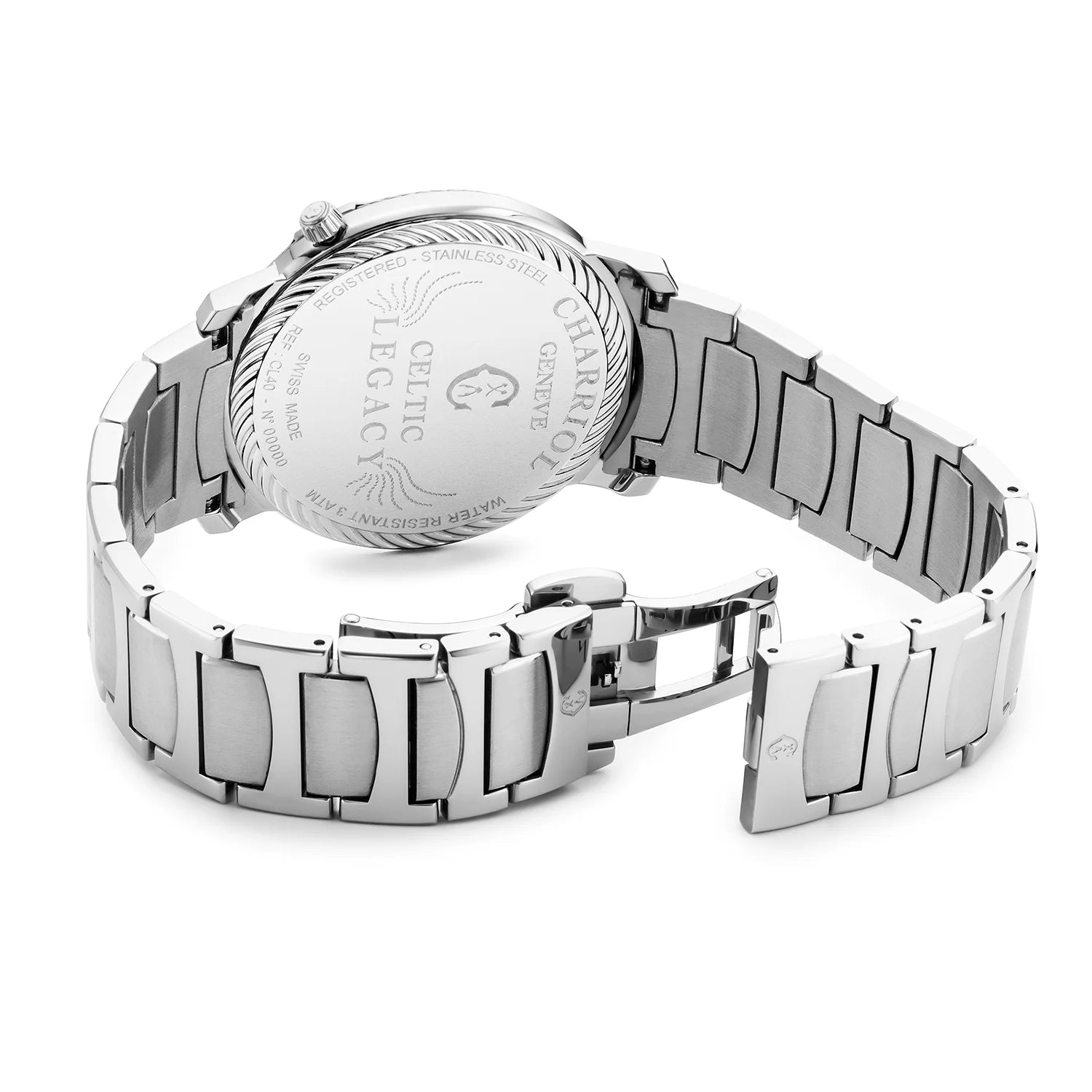 CELTIC LEGACY, 40MM, QUARTZKALIBER, BLAUES "CLOUS DE PARIS" ZIFFERN, STAHLKETT, STAHLARMBAND - Charriol Geneve - Watch