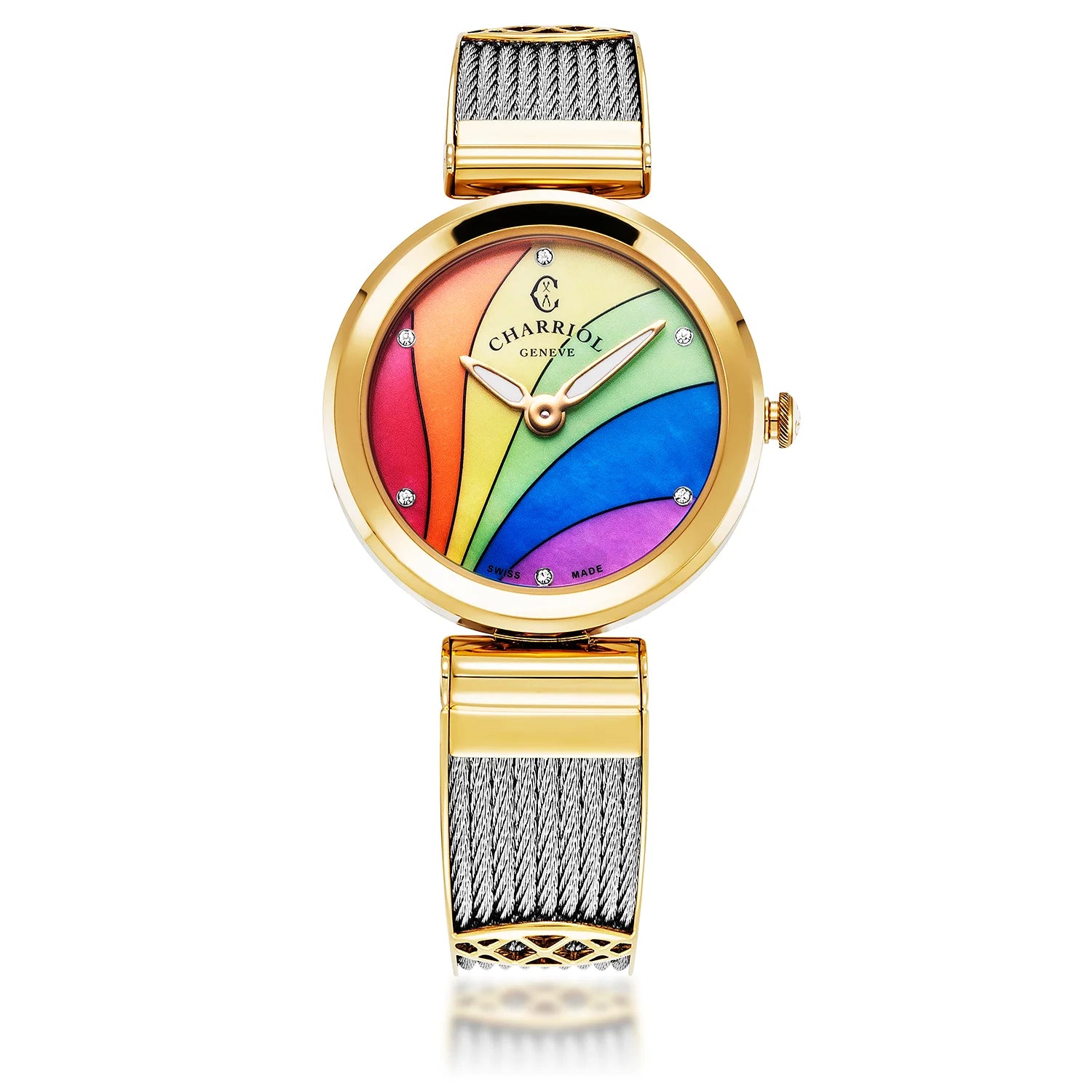 Forever Uhr Regenbogenmotiv und Gelbgold - Charriol Geneve - Uhr