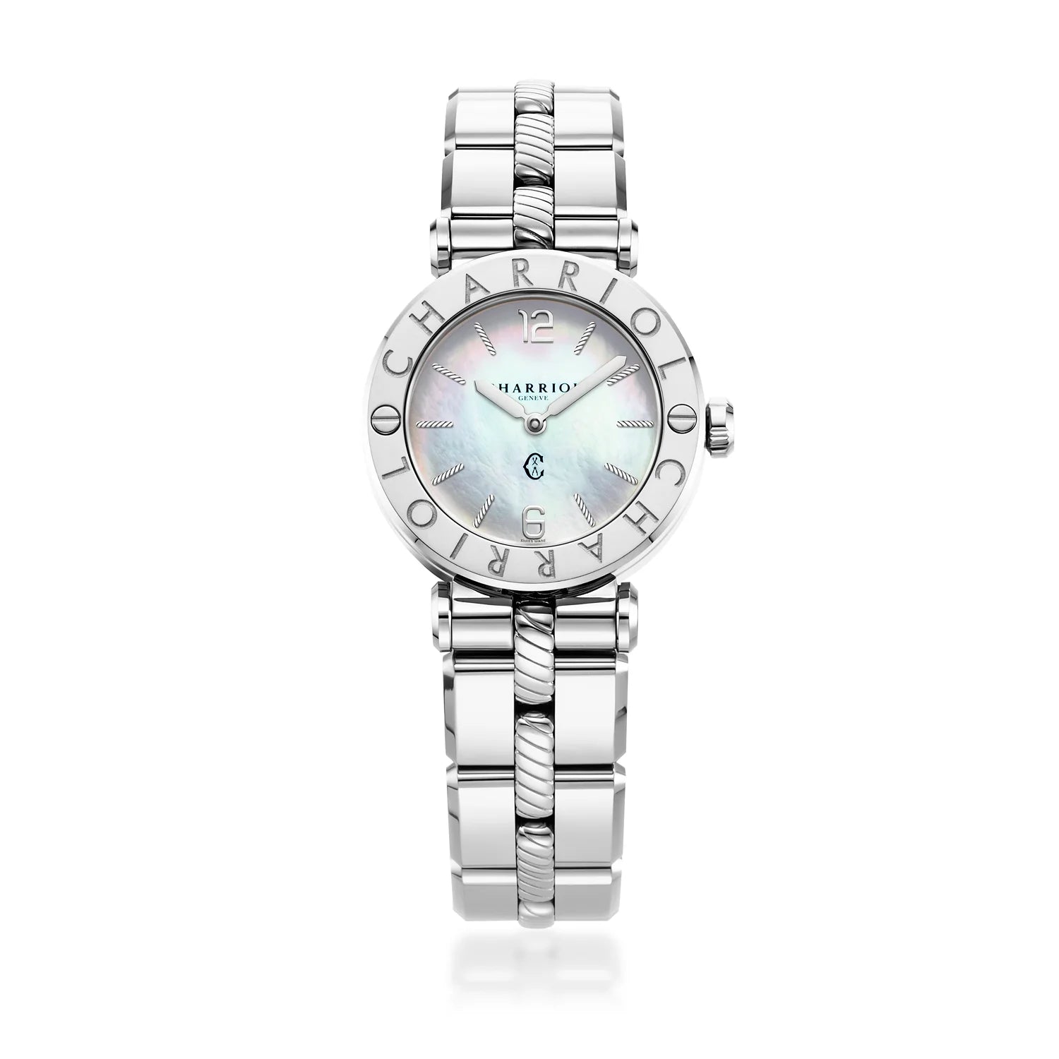 NAVIGATOR CRUISE, 28 MM, QUARZKALIBER, PERLMUTTZIFFERBLATT, ""CHARRIOL CHARRIOL "" BEZEL, STAHL-AUSTAUSCHBARES ARMBAND" - Charriol Geneve - Watch