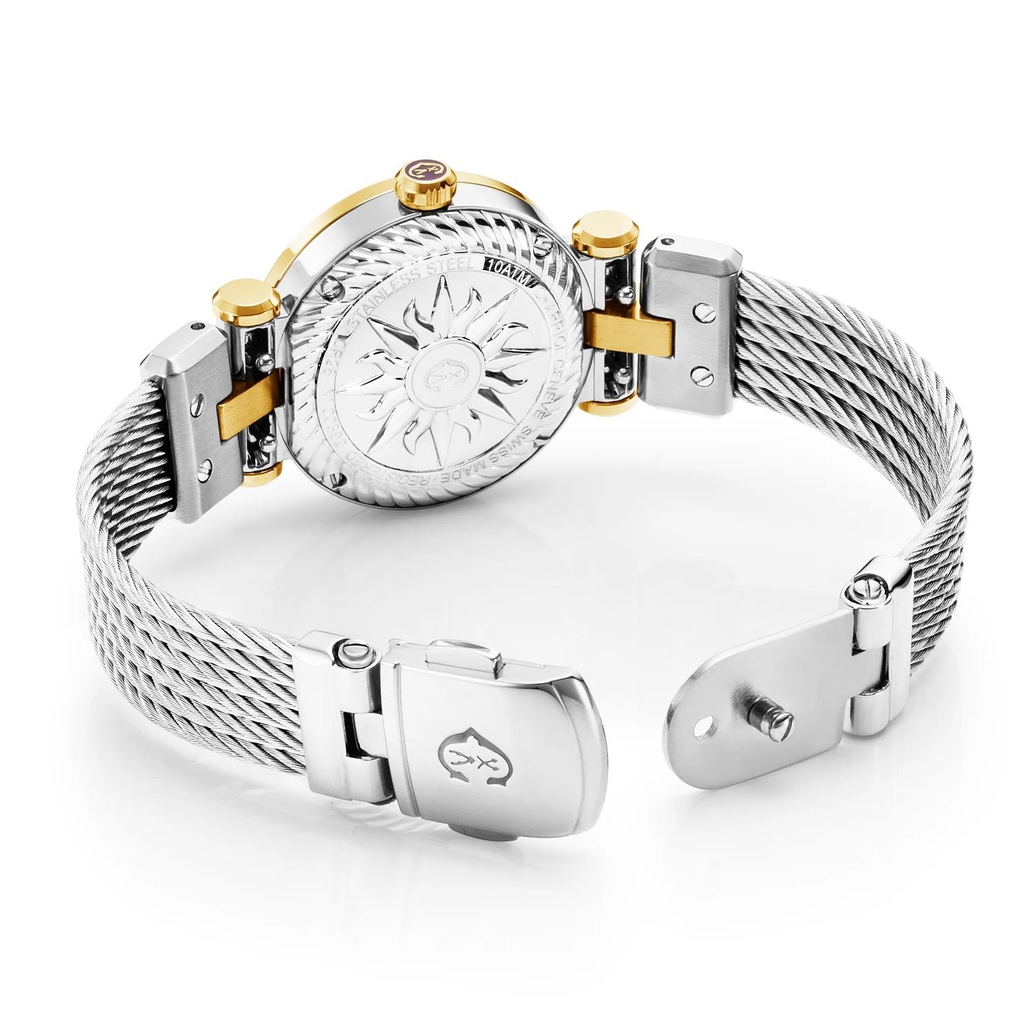 NAVIGATOR CRUISE, 28MM, QUARTZ KALIBER, PERLMUTTER MIT 12 DIAMONEN ZIFFERN, "CHARRIOL CHARRIOL " FASSUNG, STAHLKABEL-AUSTAUSCHBARES ARMBAND - Charriol Geneve - Watch