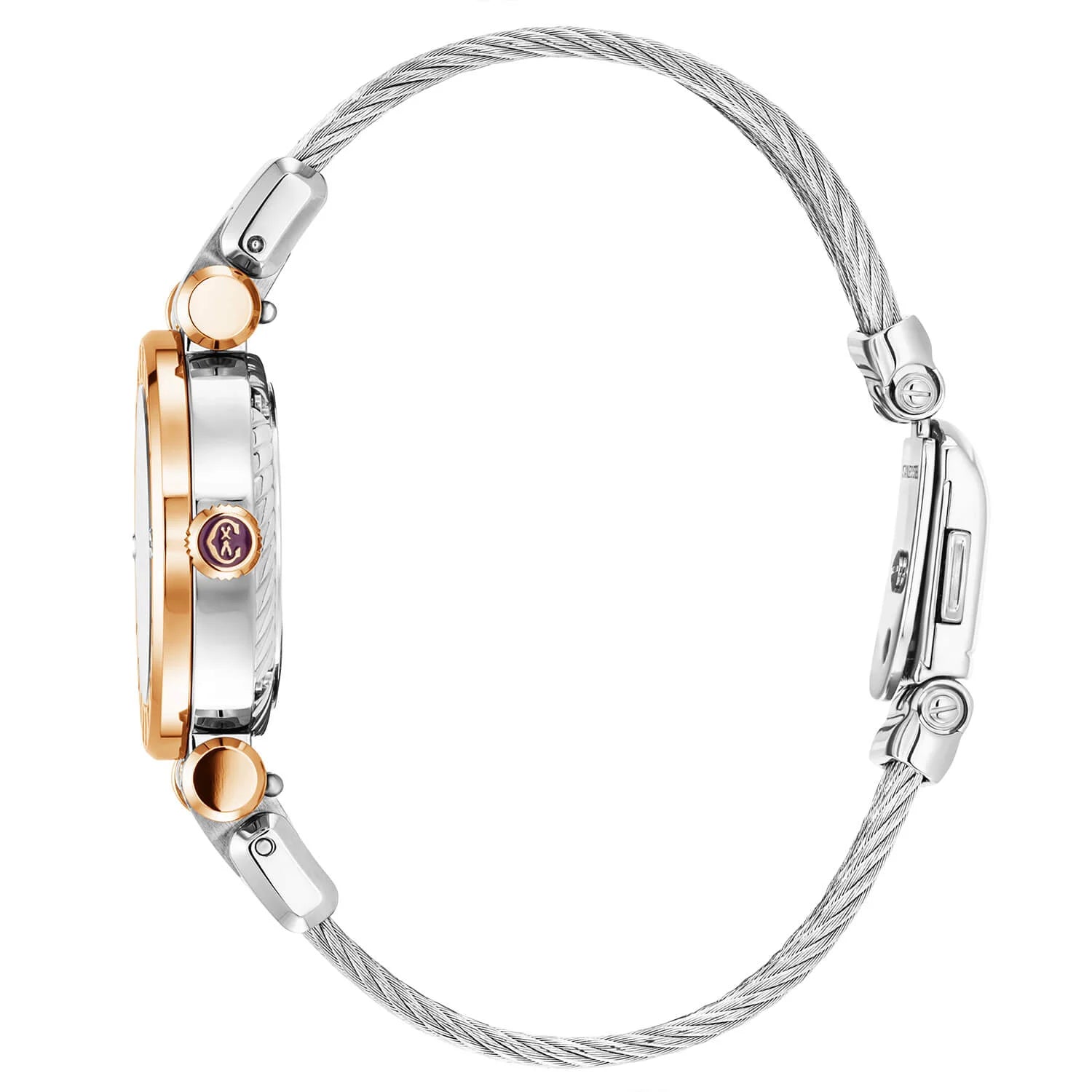 NAVIGATOR CRUISE, 28MM, QUARZKALIBRIER, WEISSE PERLENMUTTER MIT 12 DIAMANTEN ZIFFERN, STAHL ROSENGOLD PVD MIT 2 SCHRAUBEN BEGLEITUNG, STAHL MIT ROSENGOLD PVD AUSTAUSCHBARES KABELARMBAND - © 2024 Charriol - Watch