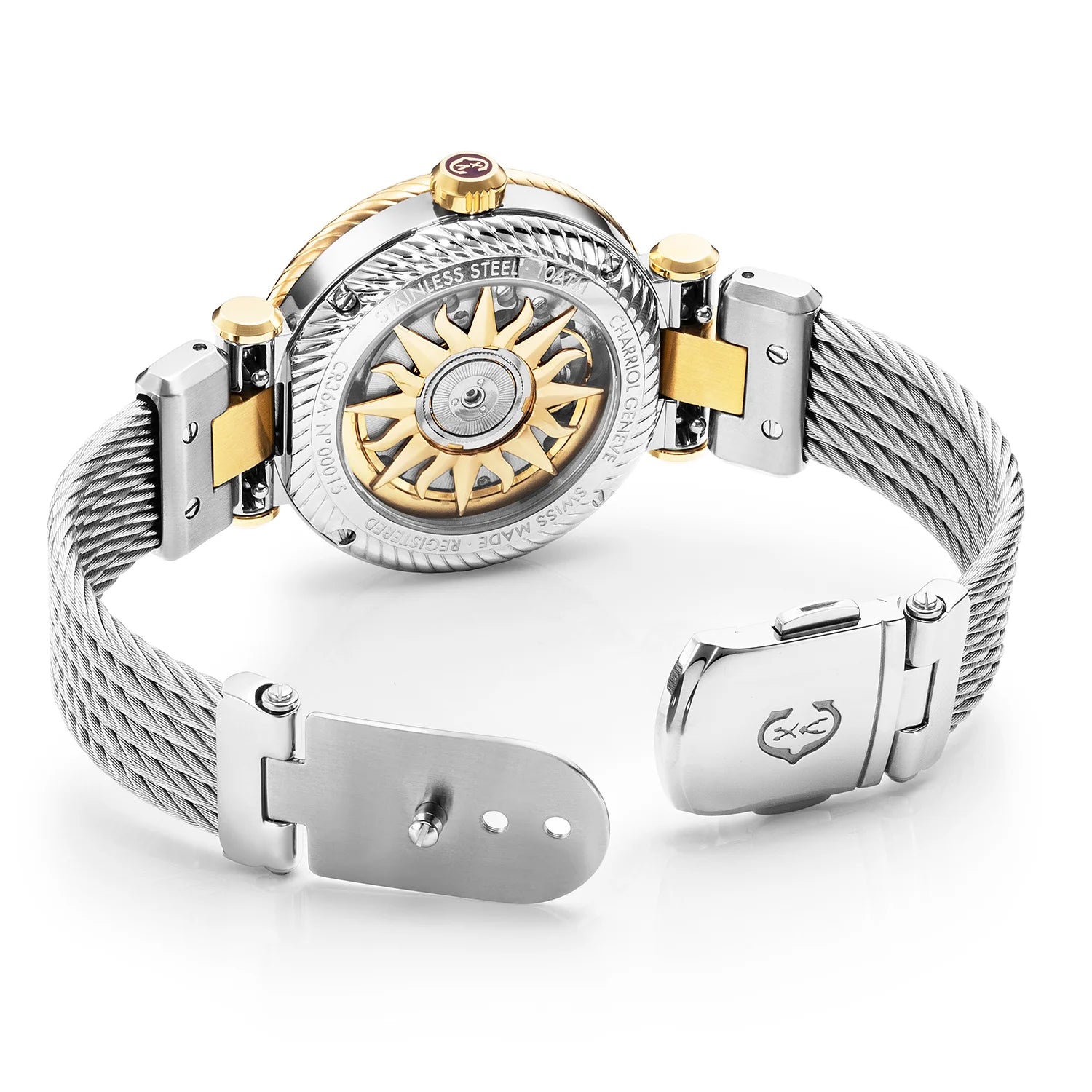 NAVIGATOR SURF, 36MM, AUTOMATISCHE KALIBRIERUNG, WEISSES ZIFFERBLATT, WEISSES BAND, STAHLKABEL-AUSTAUSCHBARES ARMBAND - Charriol Geneve - Watch