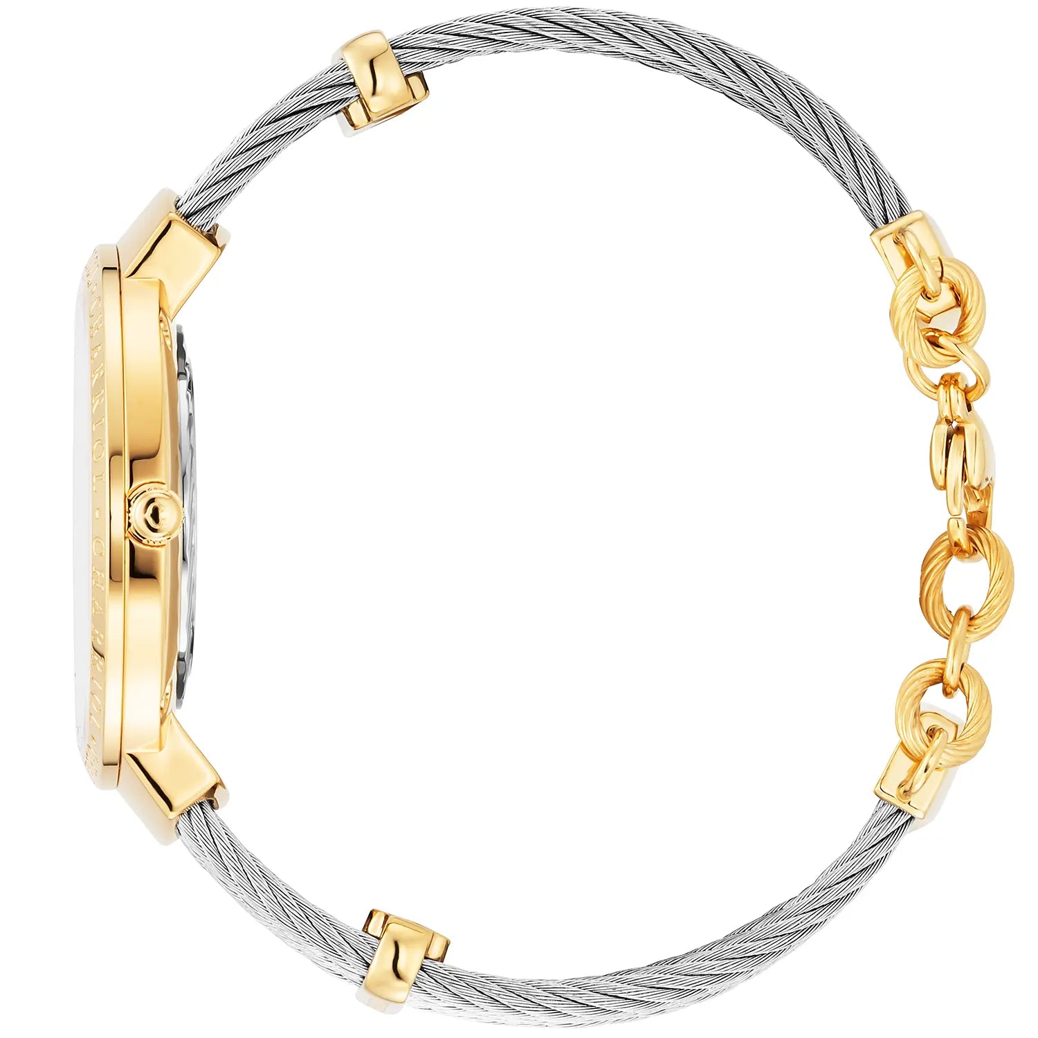 SLIM, 34MM, QUARTZ KALIBER, PERMUTTER MIT 12 DIAMANTEN ZIFFERN, "CHARRIOL CHARRIOL " FASSUNG, STAHLKABELARMBAND - Charriol Geneve - Watch