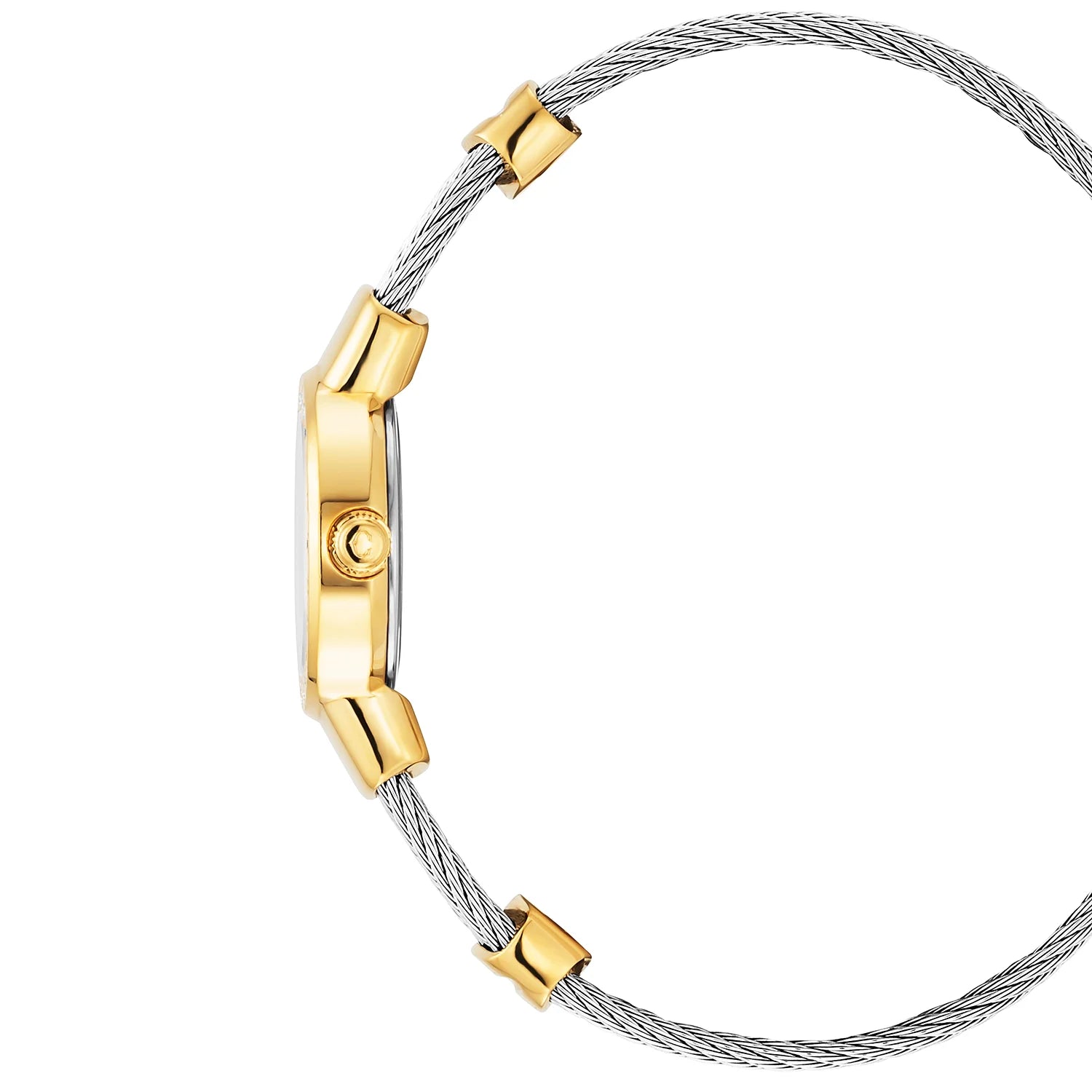 ST TROPEZ, 20MM, QUARTZKALIBER, PERLMUTTER-ZEICHEN, GELB GOLD PVD MIT 24 DIAMANTEN, STAHLKABELARMBAND - Charriol Geneve - Watch