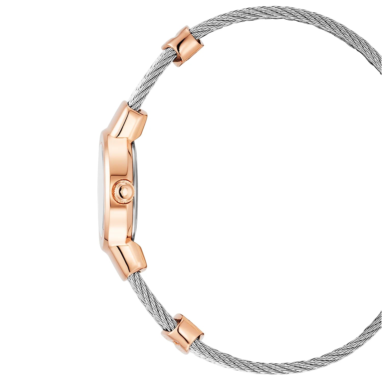 ST TROPEZ, 20MM, QUARTZKALIBER, PERLMUTTER MIT 11 DIAMANTEN ZIFFERN, STAHL ROSENGOLD PVD-BEZEL, STAHLKABELARMBAND - Charriol Geneve - Watch