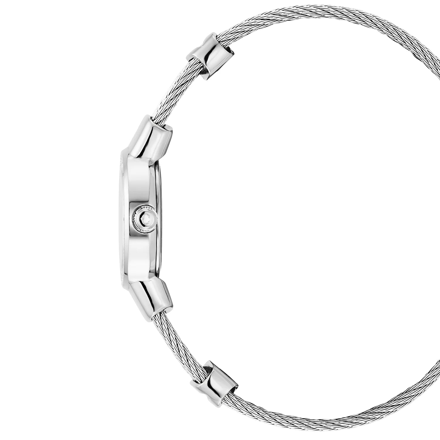 St Tropez Icon 20mm Uhr Edelstahl, Stahlkabel, 48 Diamanten Lünette und weißes MOP-Zifferblatt - Charriol Geneve - Uhr