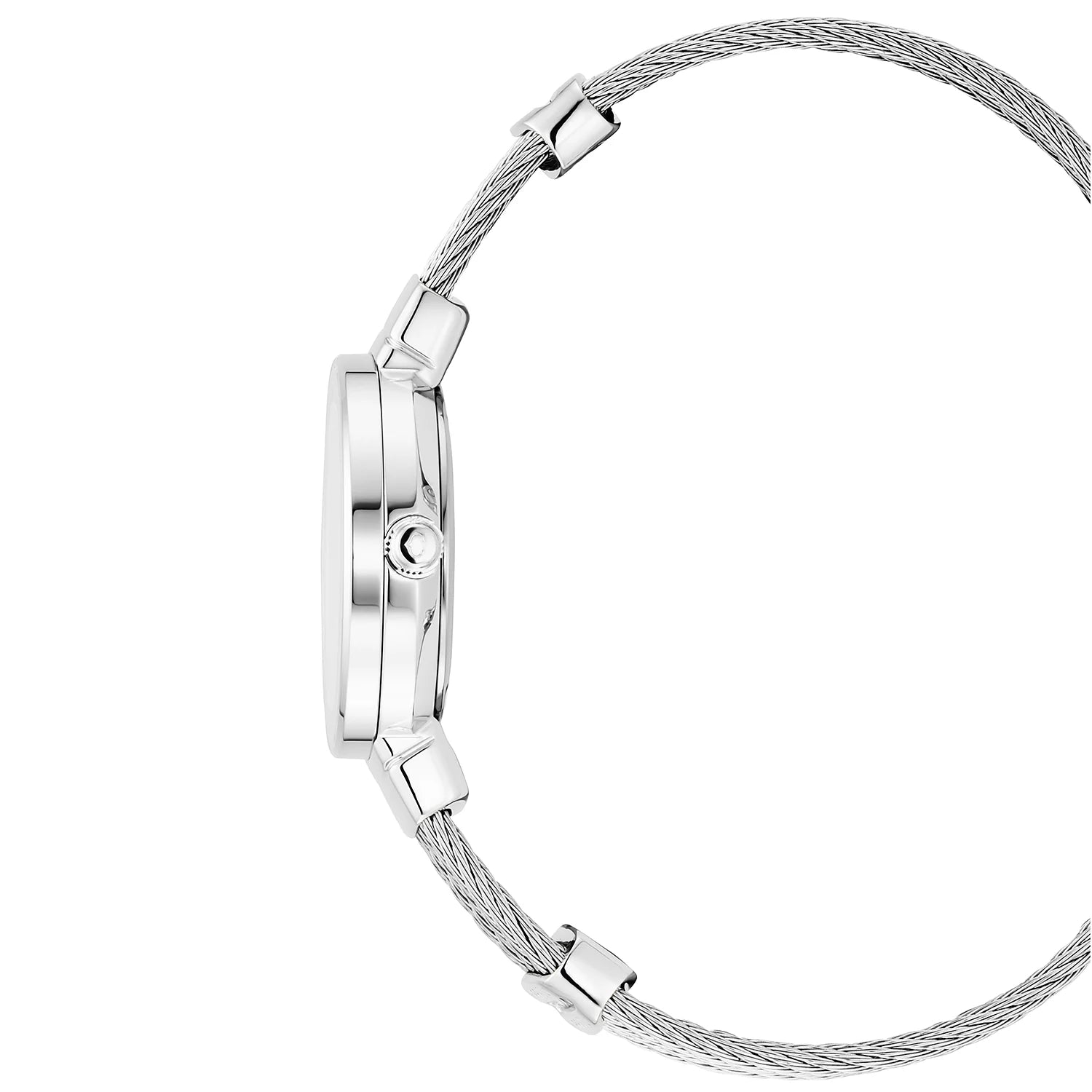 ST TROPEZ, 25MM, QUARZKALIBER, WEISSE PERLMUTTER MIT LUMINESZENT "LOVE" ZIFFER, WEISSE PERLMUTTER MIT 8 DIAMANTEN BESETZT, STAHLKABELARMBAND - Charriol Geneve - Watch