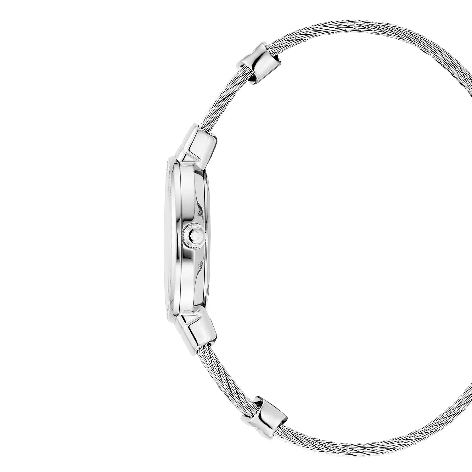 ST TROPEZ, 25MM, QUARZKALIBER, WEISSE PERMUTTER MIT RÖMISCHEM ZIFFERNZEIGER, STAHL MIT 36 DIAMANTEN, STAHLKABELARMBAND - Charriol Geneve - Watch