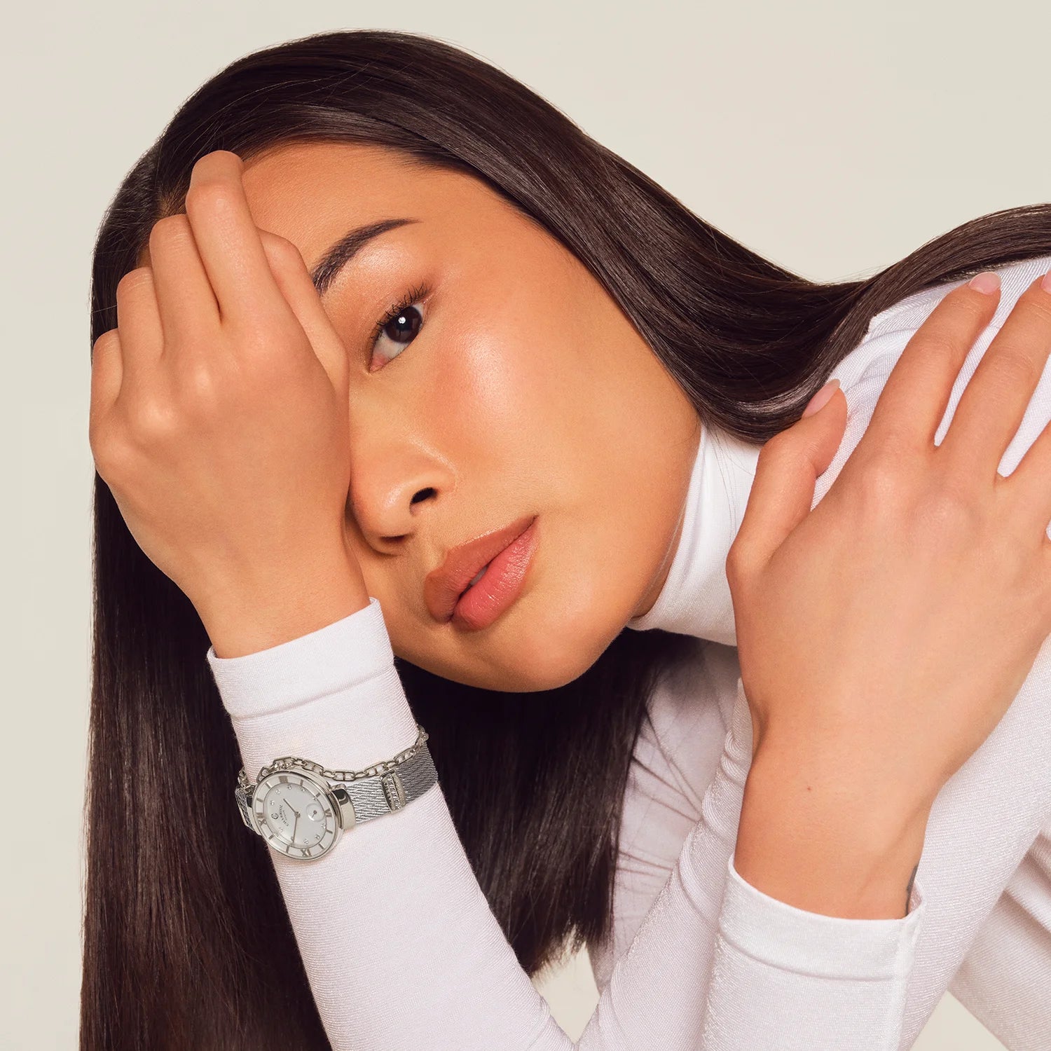 ST TROPEZ, 30MM, QUARTZ KALIBRIEREN, PERLMUTTER MIT 10 DIAMONEN, PERLMUTTERKETTE, STAHLKABELARMBAND - Charriol Geneve - Watch