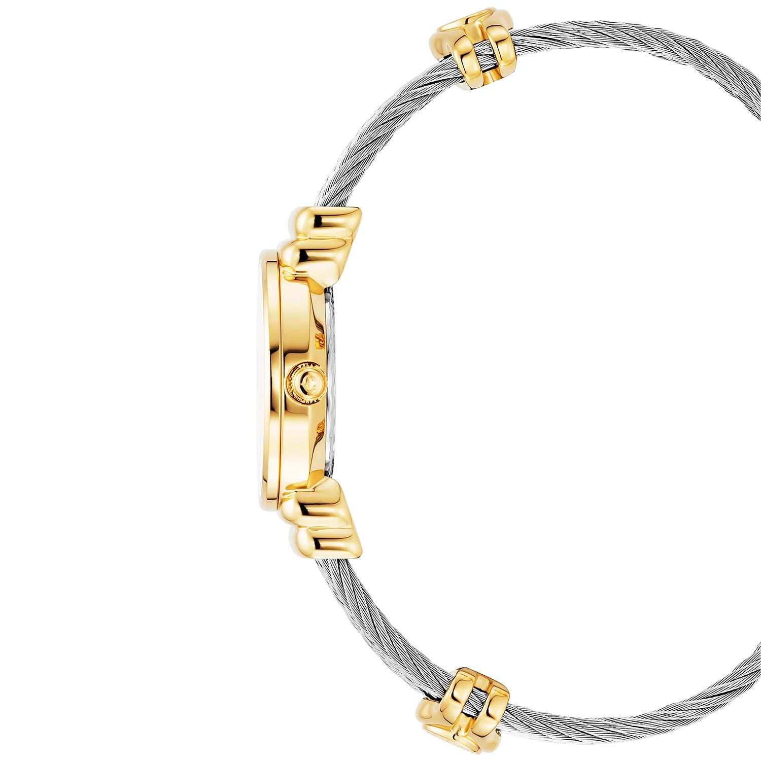 St Tropez Icon 24.5mm Uhr Gelbgold PVD, Stahlkabel, Charriol Lünette und 12 Diamanten Rosa MOP Zifferblatt - Charriol Geneve - Uhr