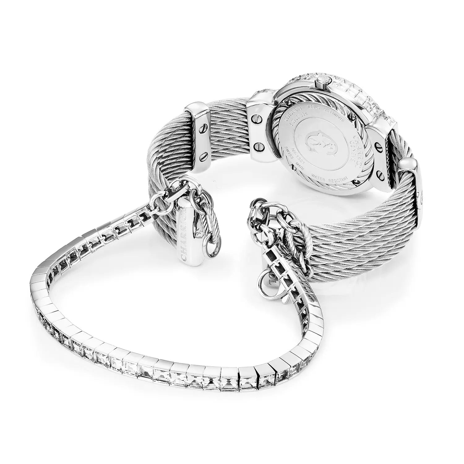 ST TROPEZ ICON, 30MM, QUARTZ KALIBRIEREN, PERLMUTTER MIT 11 DIAMANTEN, VOLL DIAMANTEN, STAHLKABEL MIT DIAMANTEN, ARMBAND - Charriol Geneve - Watch