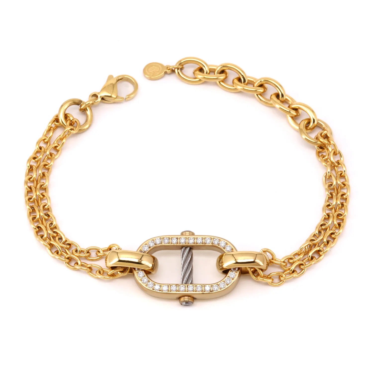 Stahl_Gelbgold Glied mit 34 Zirkonias