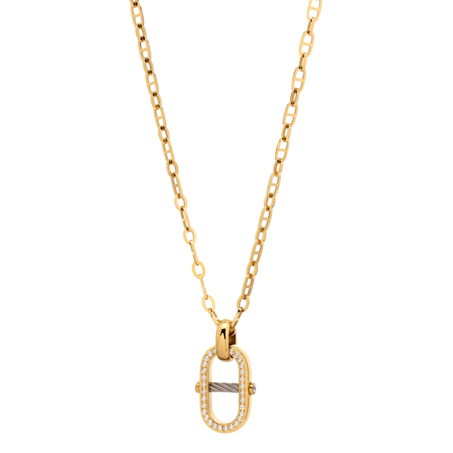 Gelbgold mit 34 Zirkonias_Stahl