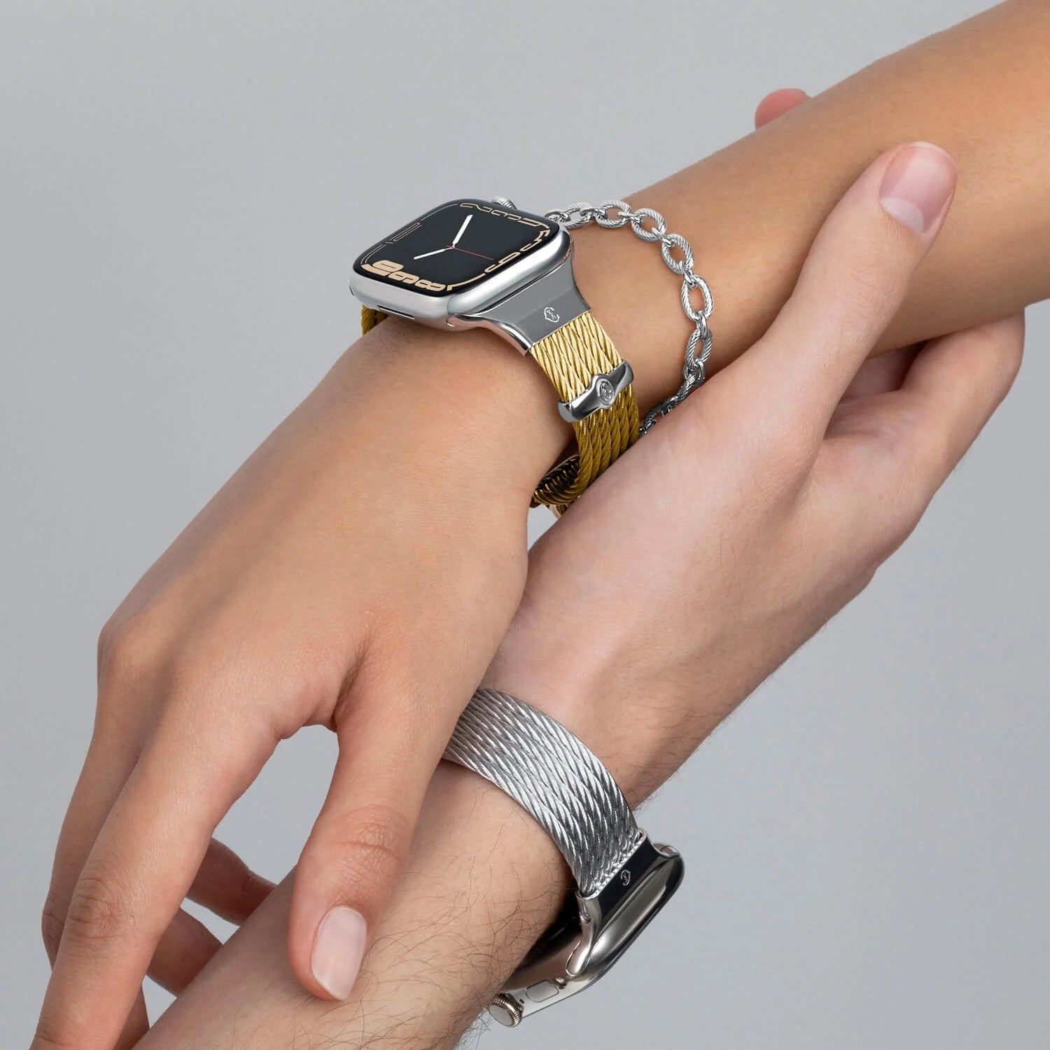 Gelbgold mit Stahl Décors_Armband 16cm