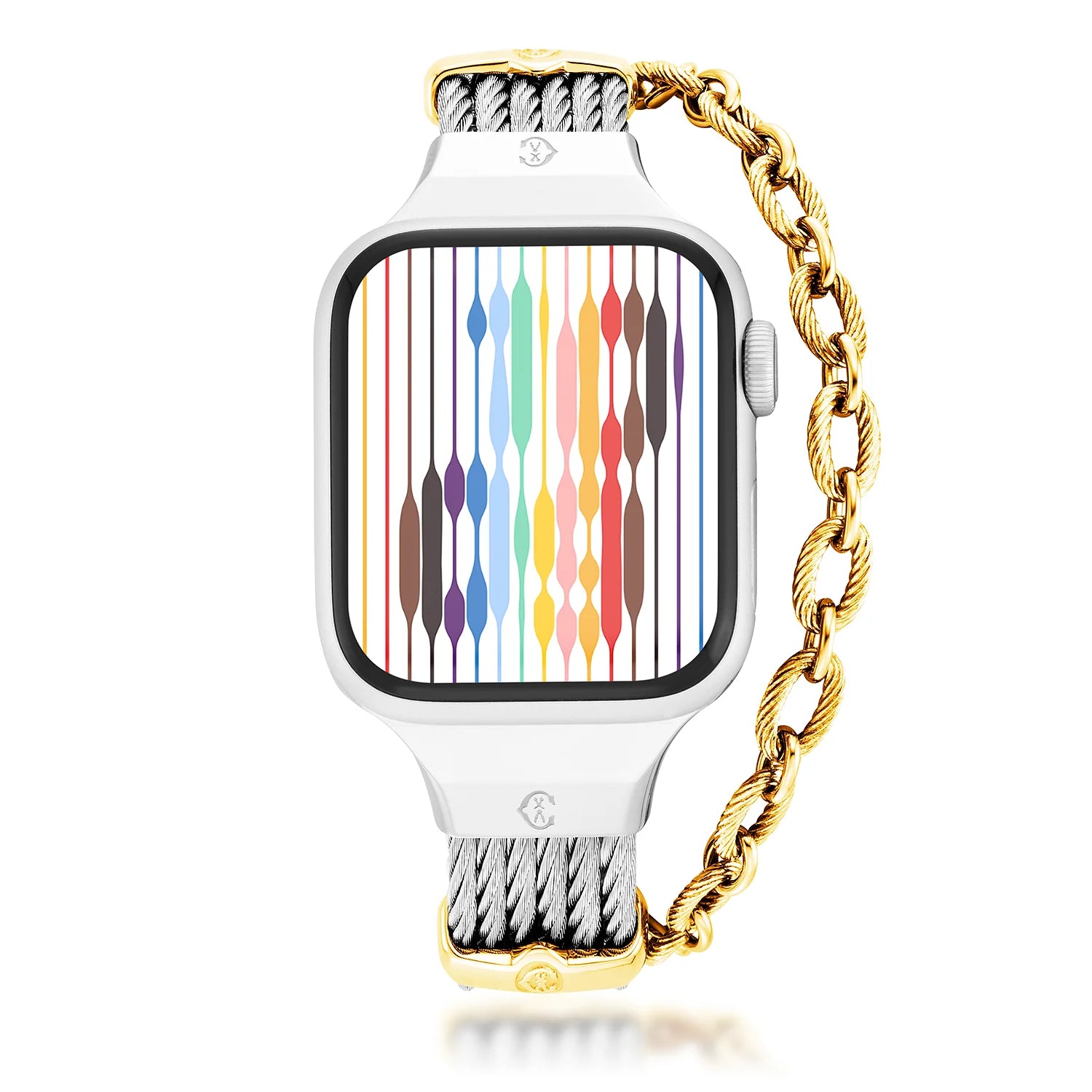 Stahl mit Gelbgold Décors_Armband 16cm