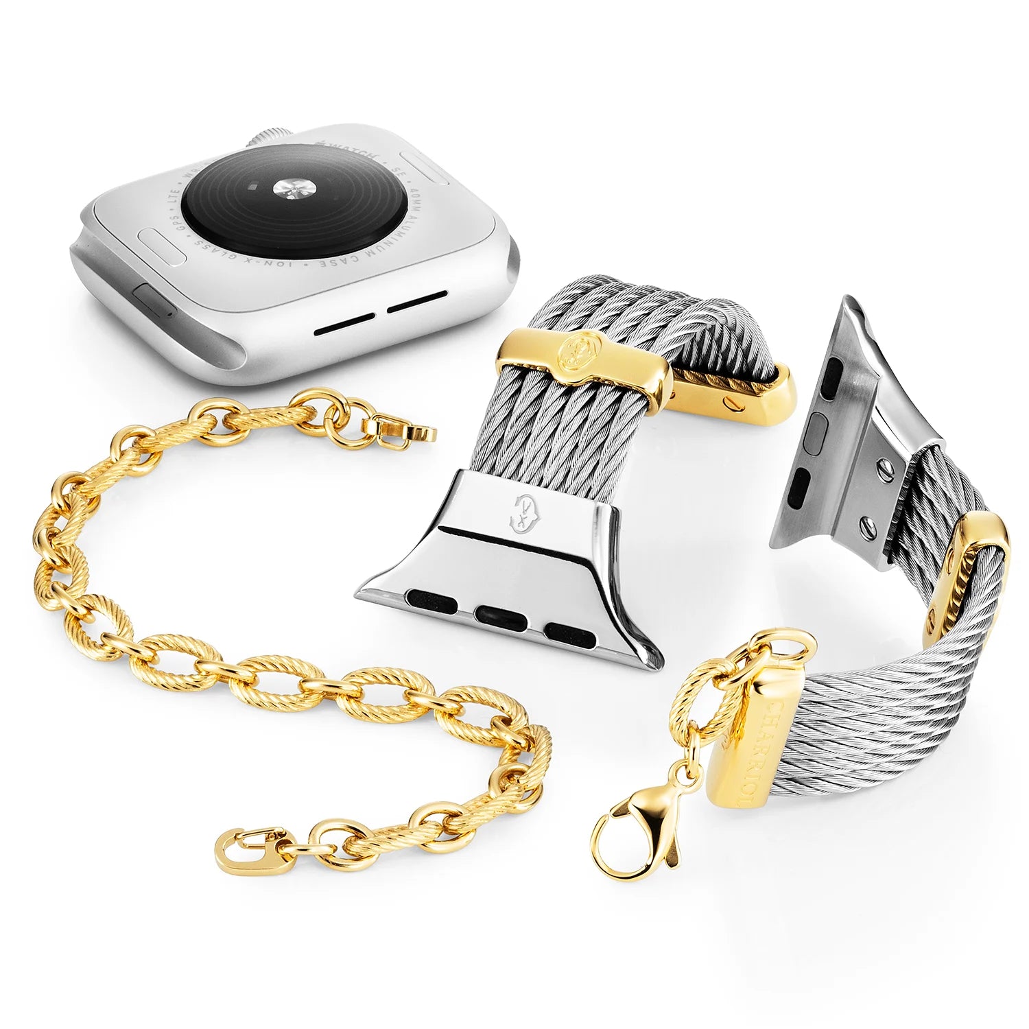 Stahl mit Gelbgold Décors_Armband 16cm