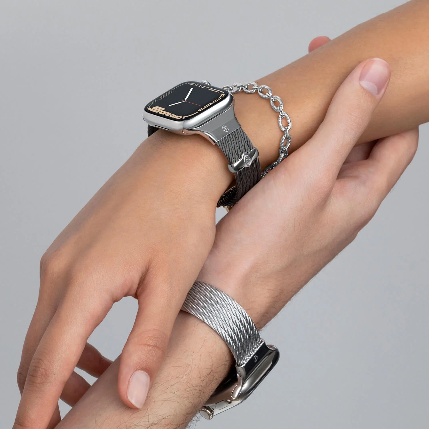 Schwarz mit Stahl Décors_Wrist 16cm